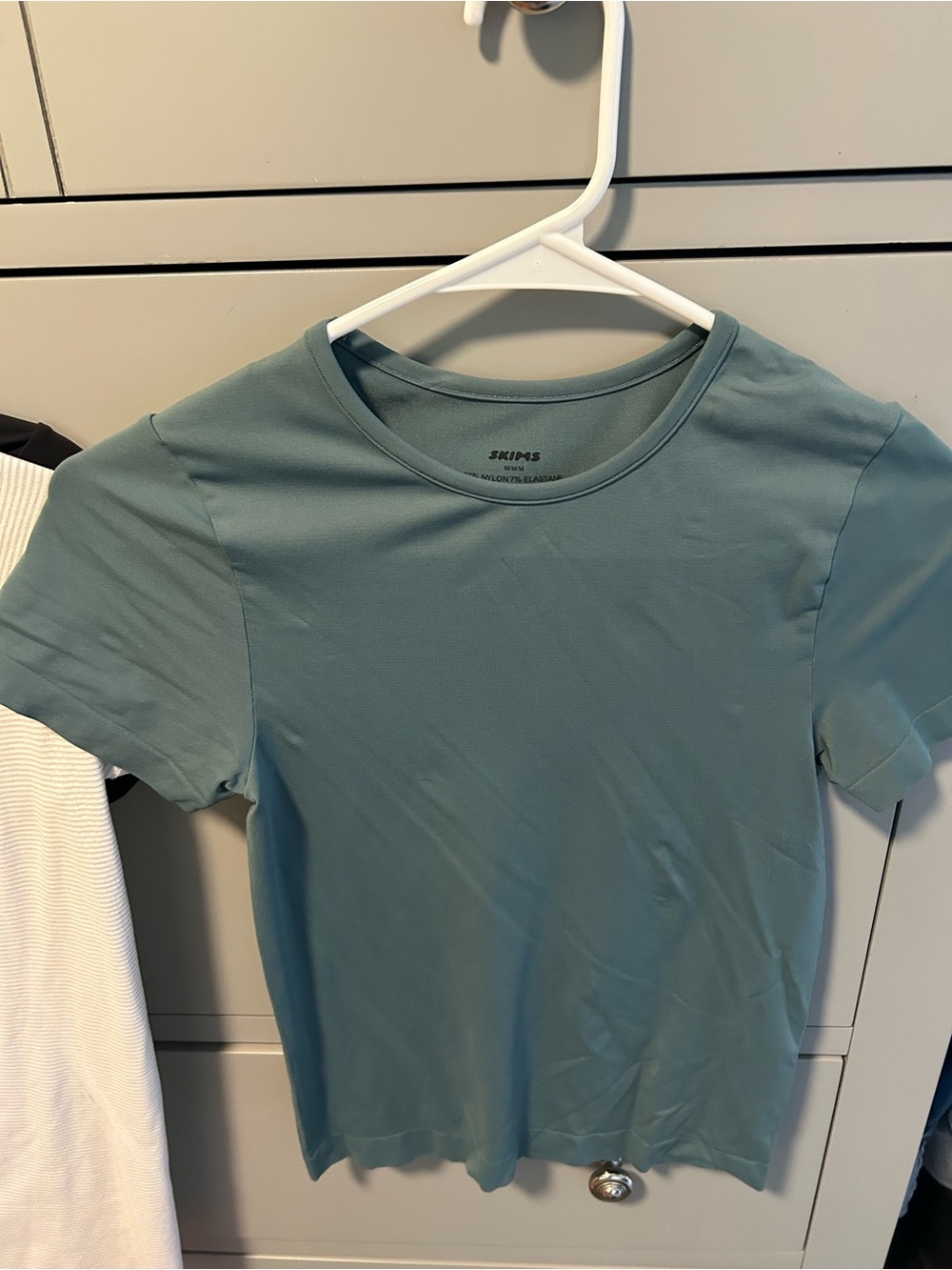 SKIMS Short Sleeve Crewneck Tee in Dusty Sage
